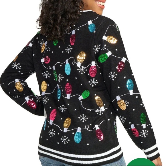 Tipsy Elves Black Sweater with Colorful Lights - Picture 3 of 5
